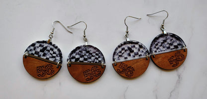 Checkered Flag and Checkered Number Earrings