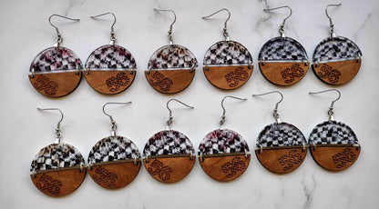 Checkered Flag and Checkered Number Earrings